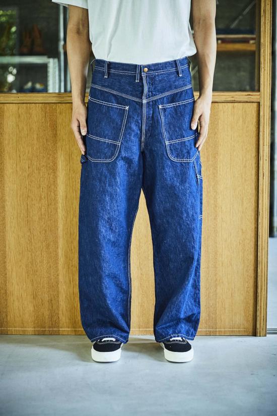  오어슬로우 데님 팬츠 Orslow "Wol Sro" 백워드 와이드핏 페인터 팬츠 원워시