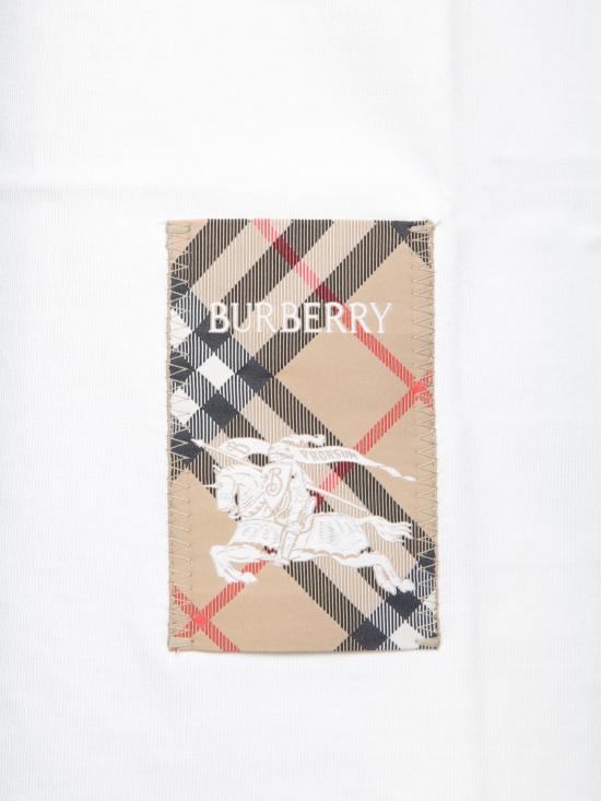 26SS 버버리 체크 라벨 티셔츠 8104886 B7078 White - BURBERRY