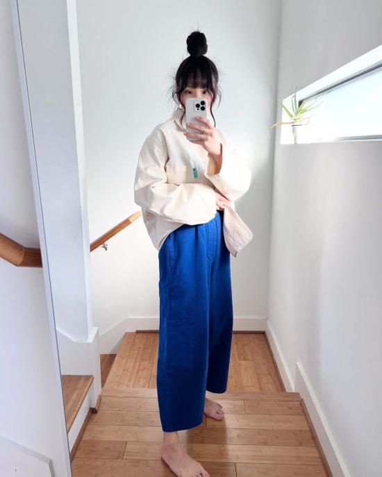  밀스 크롭 팬츠 식사 셰프 팬트 블루베리 - MEALS