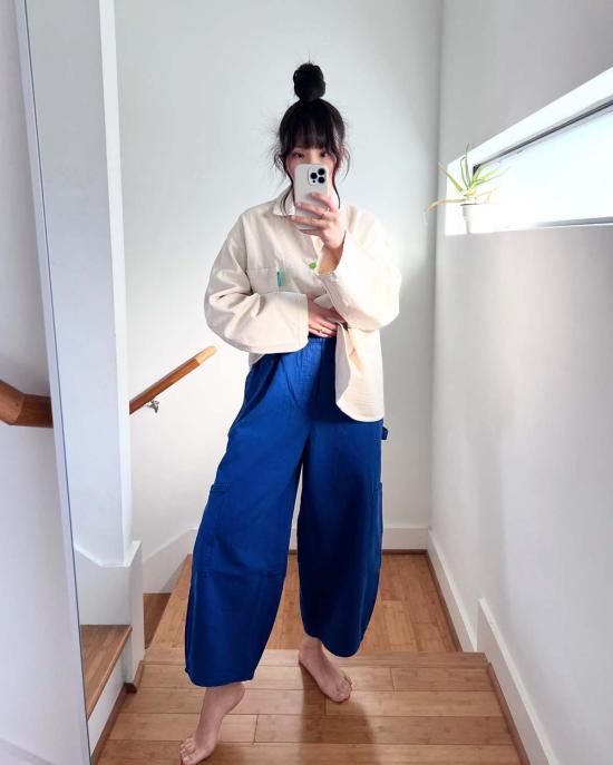  밀스 크롭 팬츠 식사 셰프 팬트 블루베리 - MEALS