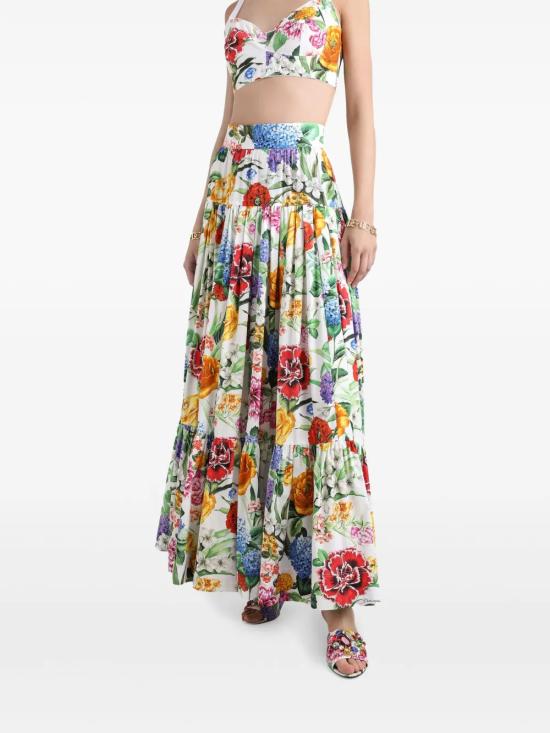 25SS 돌체앤가바나 롱 스커트 F4CX0THS5S5 HA5KU MIX FIORI F BCO - DOLCE & GABBANA