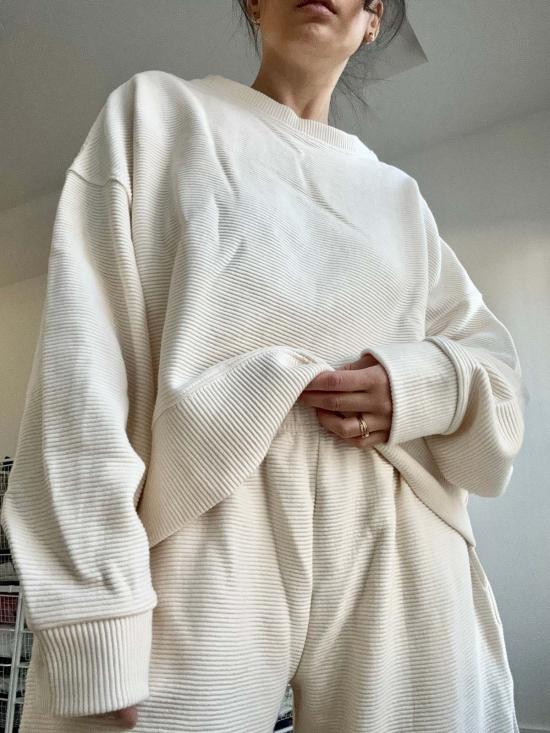  나닌 스트레이트 팬츠 캠던 리플 코튼 커브 팬츠 크림 - NA NIN