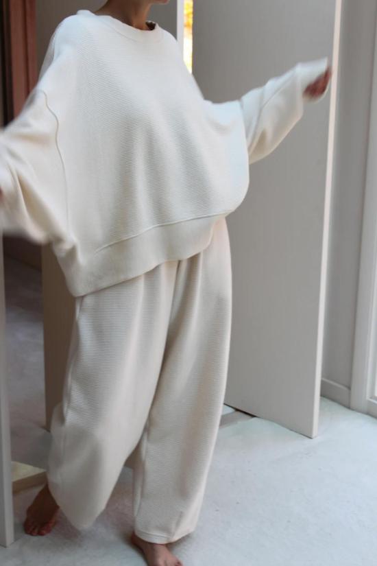  나닌 스트레이트 팬츠 캠던 리플 코튼 커브 팬츠 크림 - NA NIN