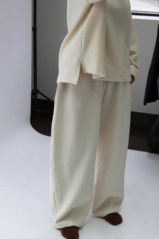  나닌 스트레이트 팬츠 캠던 리플 코튼 커브 팬츠 크림 - NA NIN