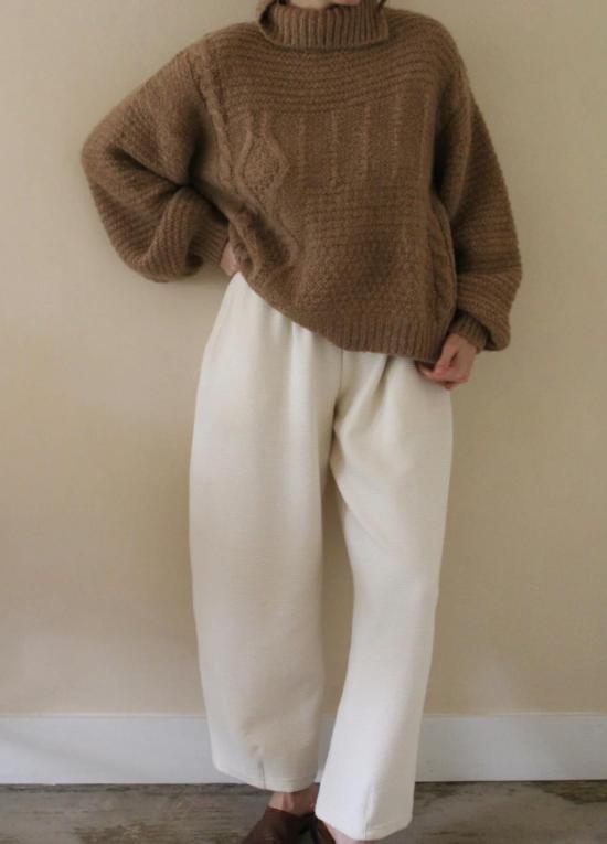  나닌 스트레이트 팬츠 캠던 리플 코튼 커브 팬츠 크림 - NA NIN