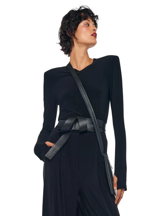 25SS 노마카말리 긴팔 티셔츠 KK4246PLF32001long sleeve shoulder pad v neck top - NORMA KAMALI