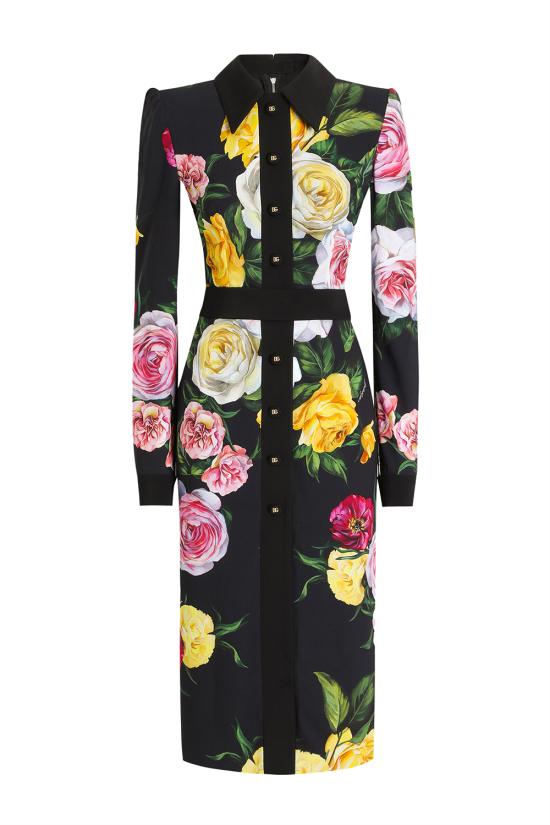 25SS 돌체앤가바나 미디 원피스 F6TLDTFSRPH HN5IY Peonie rose f nero