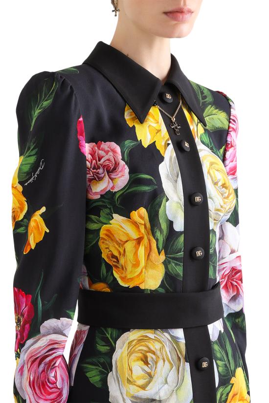 25SS 돌체앤가바나 미디 원피스 F6TLDTFSRPH HN5IY Peonie rose f nero - DOLCE & GABBANA