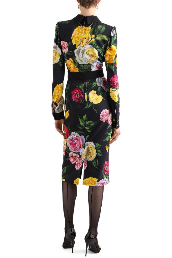25SS 돌체앤가바나 미디 원피스 F6TLDTFSRPH HN5IY Peonie rose f nero - DOLCE & GABBANA