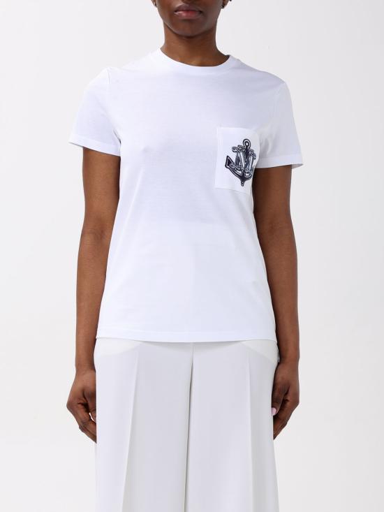 25FW 막스마라 ACACIA 아카시아 앵커 로고 자수 반팔 티셔츠 2511941031600 007 White