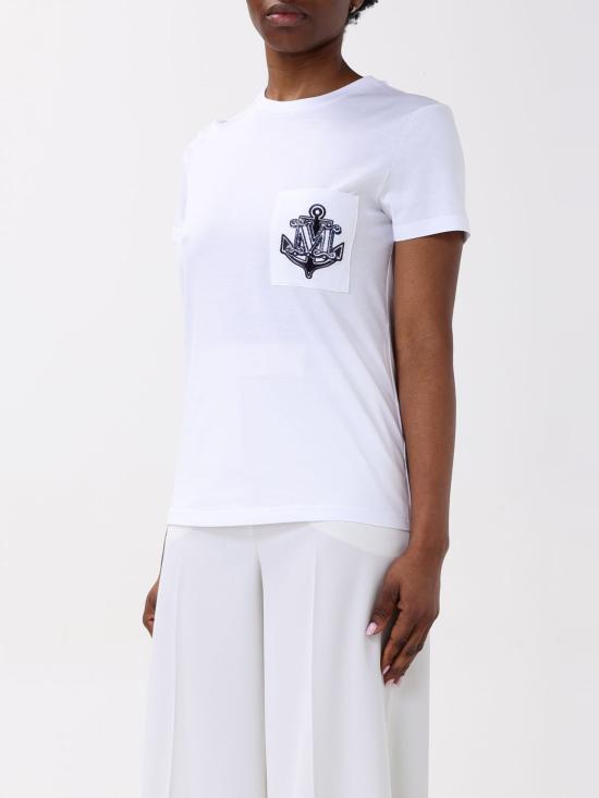 25FW 막스마라 ACACIA 아카시아 앵커 로고 자수 반팔 티셔츠 2511941031600 007 White - MAX MARA