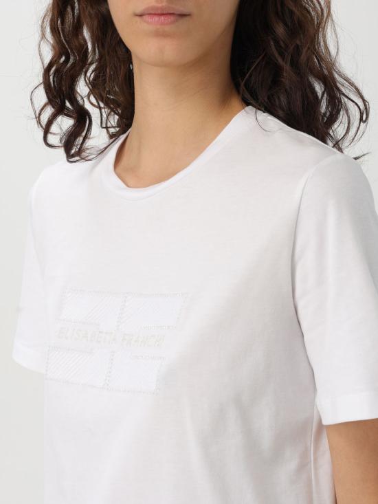 25FW 엘리자베타프랜치 반팔 티셔츠 MA002 270 White - ELISABETTA FRANCHI