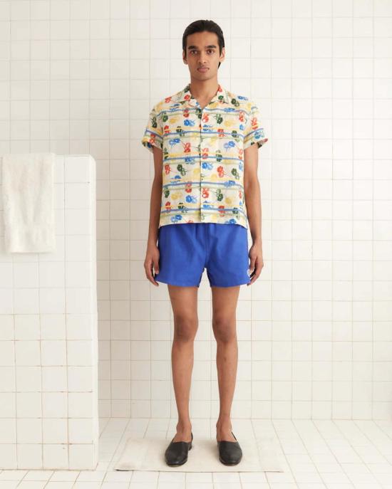  보디 셔츠 보드 플라워 스탬프 Ss  화이트 멀티 - BODE