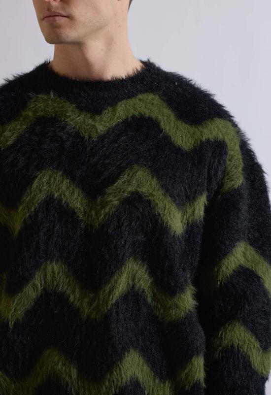  더 엔케이씨 스토어 스웨터 Nkc Store 지그재그  블랙/그린 - The NKC Store