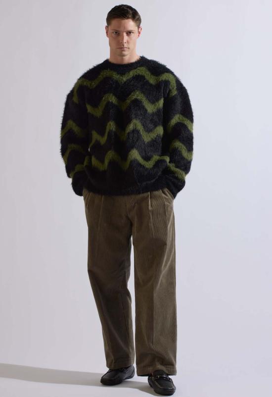  더 엔케이씨 스토어 스웨터 Nkc Store 지그재그  블랙/그린 - The NKC Store