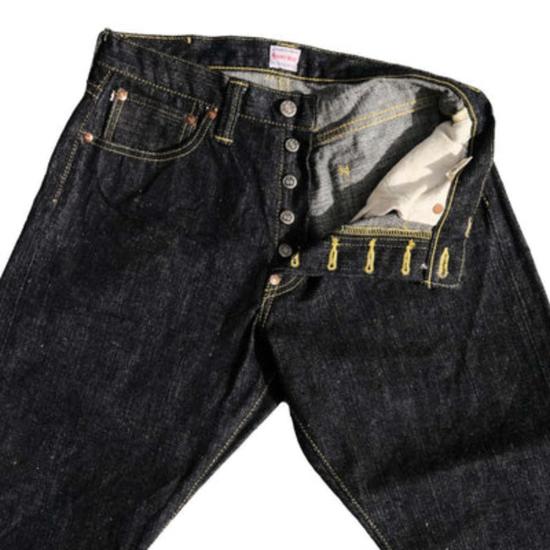  사무라이 진스 데님 팬츠 사무라이 진 진 17온스 레프트 핸드 트윌 셀비지 진 릴렉스 테이퍼드 - SAMURAI JEANS