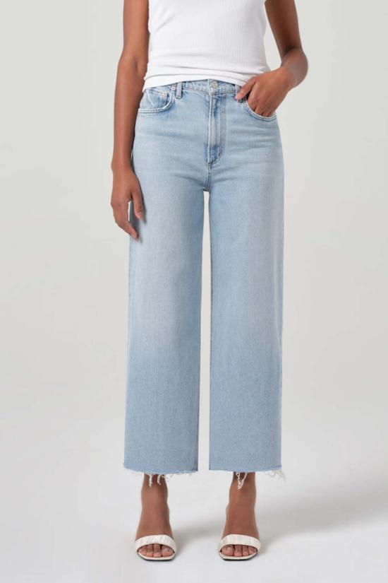  에이골디 데님 팬츠 Agolde Ren 하이 라이즈 와이드 레그 진 페이일 빈티지 인디고 빔