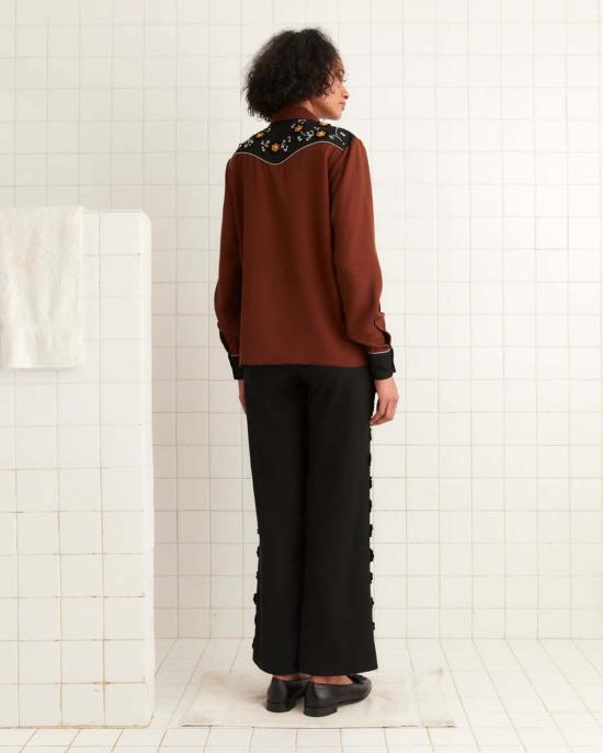  보디 블라우스 보드 아빌린 웨스턴 셔츠 브라운 블랙