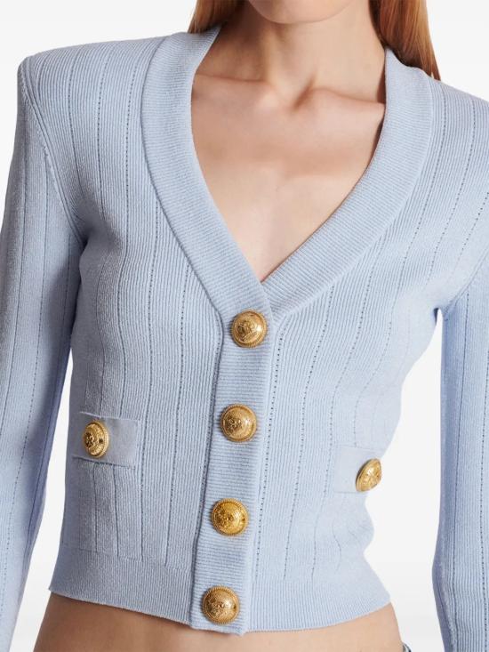 25SS 발망 가디건 DF1KL007KB07 6AC Clear Blue - BALMAIN