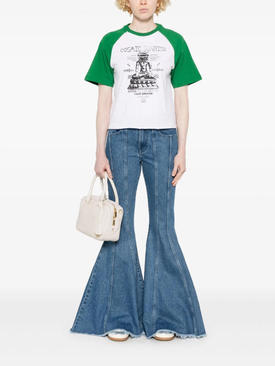 25SS 골든구스 반팔 티셔츠 GWP02186P001884 12188 OPTIC WHITE ABUNDANT GREEN BLACK - GOLDEN GOOSE