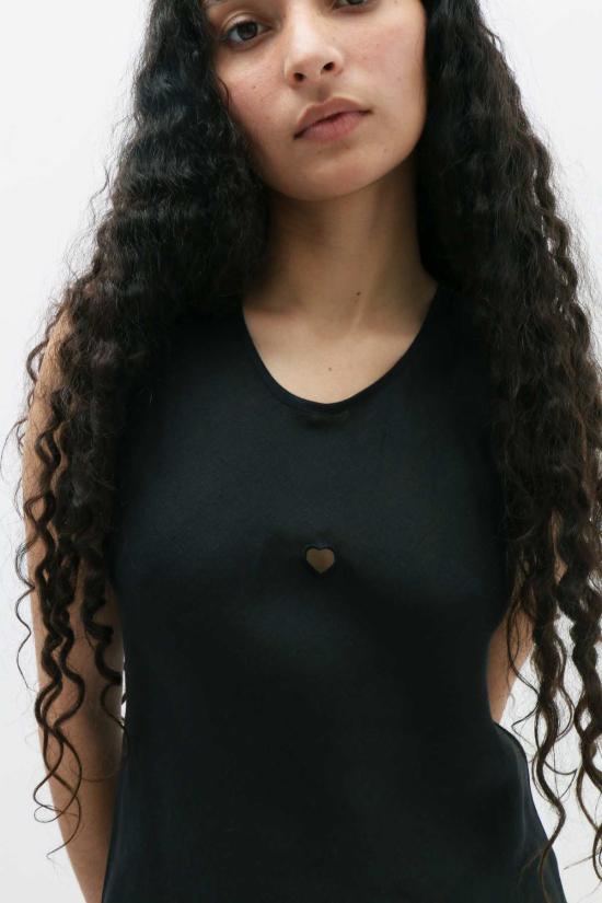  베이스레인지 미디 원피스 Baserange Dydine 하트 탱크 드레스 블랙 - BASERANGE