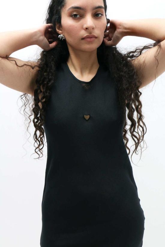  베이스레인지 미디 원피스 Baserange Dydine 하트 탱크 드레스 블랙 - BASERANGE