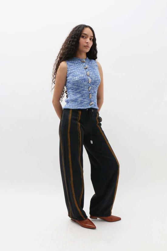  베이스레인지 민소매 티셔츠 드립 블루 - BASERANGE