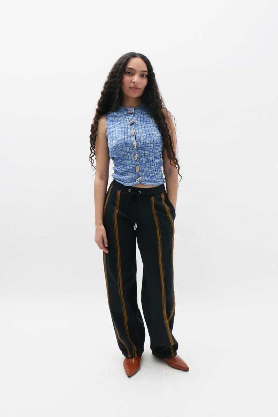  베이스레인지 민소매 티셔츠 드립 블루 - BASERANGE