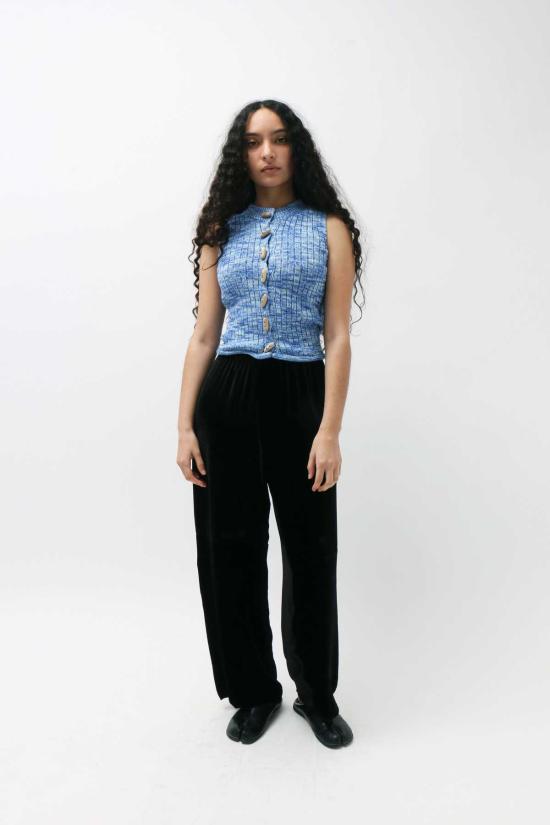  베이스레인지 민소매 티셔츠 드립 블루 - BASERANGE