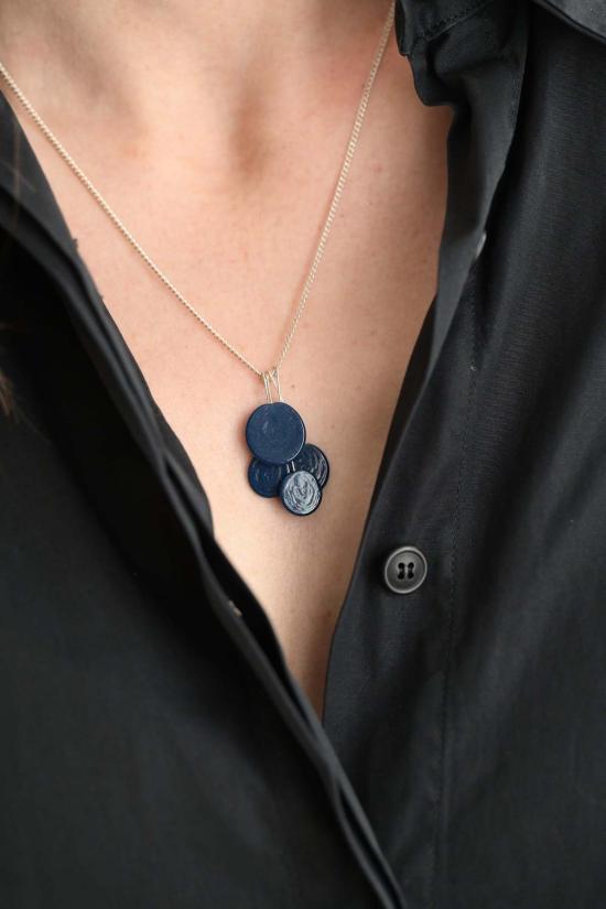  Verre Modern 목걸이/팬던트 Piet Largo 심플 클러스터 네크리스 다크 스틸 블루