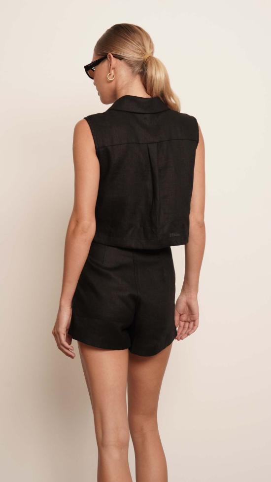  파렌테지 민소매 티셔츠 베일 탑 블랙 - PARENTEZI