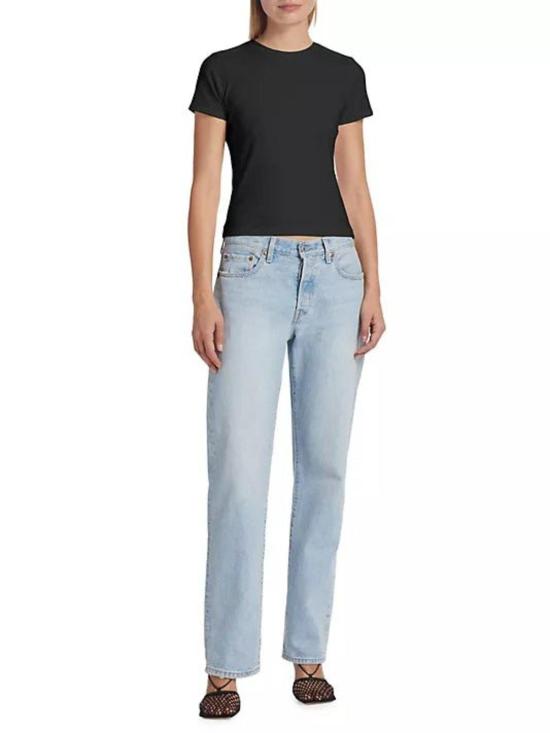  굿 아메리칸 반팔 티셔츠 베이비 티셔츠 화이트/블랙 - GOOD AMERICAN