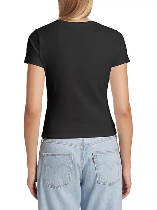  굿 아메리칸 반팔 티셔츠 베이비 티셔츠 화이트/블랙 - GOOD AMERICAN