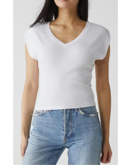  마이클 스타스 반팔 티셔츠 마이클 스타 타티 V넥 파워 숄더 탑 - MICHAEL STARS