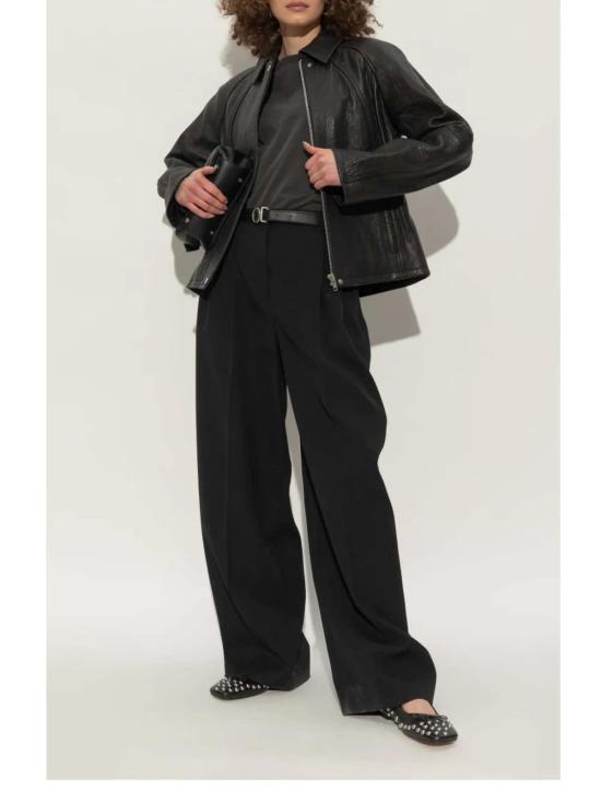  골든구스 플랫 슈즈 에이미 스터드 지퍼 발레 플랫 블랙 - GOLDEN GOOSE