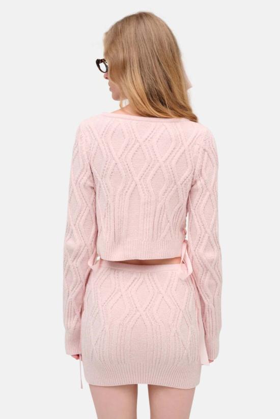 포러브앤레몬스 숏 스커트 For Love & Lemons 셰닐 케이블 니트 미니 스커트 핑크 - FOR LOVE & LEMONS