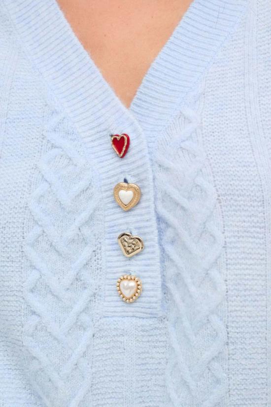  포러브앤레몬스 베스트 For Love & Lemons 큐피드 케이블 니트 조끼 블루 - FOR LOVE & LEMONS