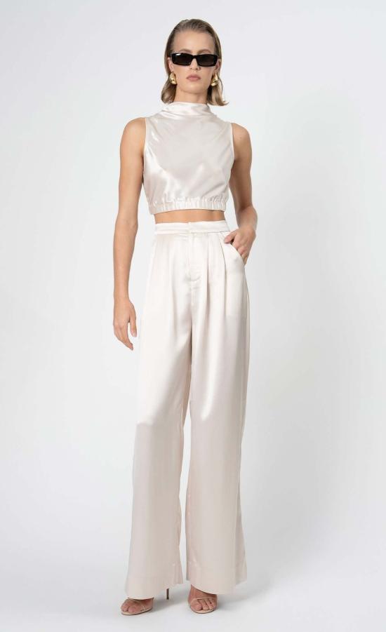  논살란트 레이블 민소매 티셔츠 논차란트 라벨 리즈 크롭 탑 샴페인 - NONCHALANT LABEL