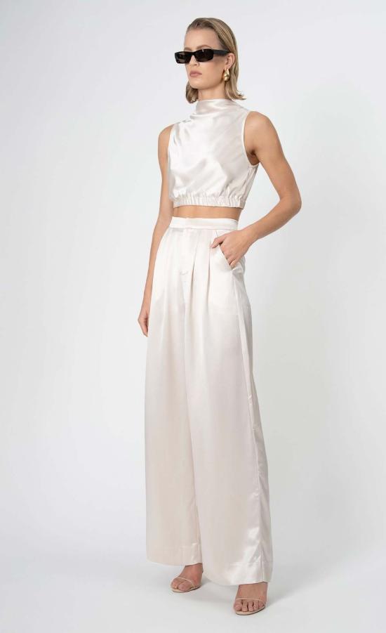  논살란트 레이블 민소매 티셔츠 논차란트 라벨 리즈 크롭 탑 샴페인 - NONCHALANT LABEL