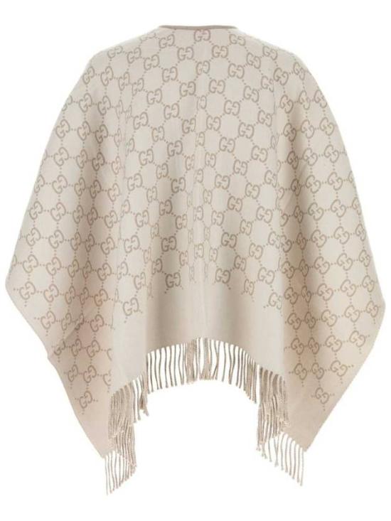 25FW 구찌 GG 울 자카드 케이프 8178313G2009165 WHITE DOM - GUCCI