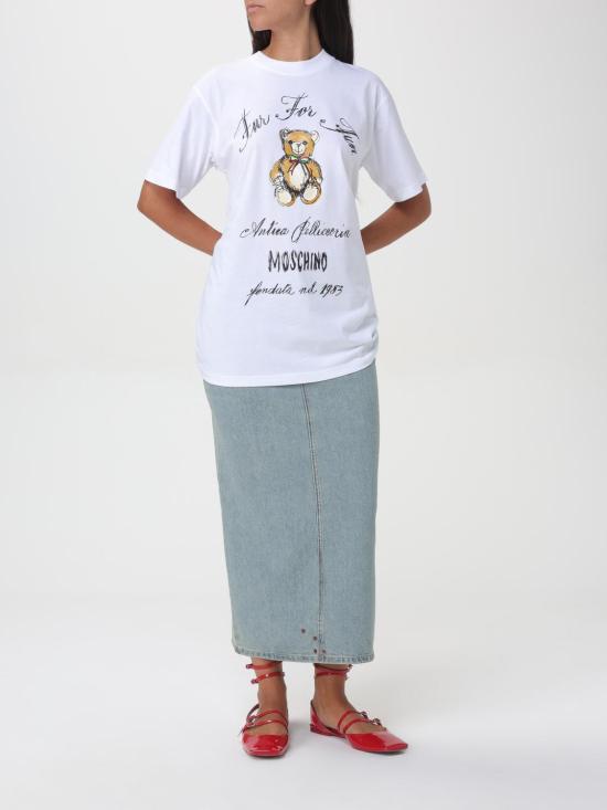 24FW 모스키노 반팔 티셔츠 07105441 1001 White - MOSCHINO