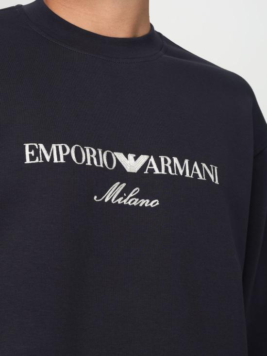 25FW 엠포리오 아르마니 긴팔 티셔츠 EM001052AF10013 MB222 Blue - EMPORIO ARMANI