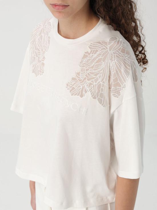25FW 엘리자베타프랜치 반팔 티셔츠 MA018 270 White - ELISABETTA FRANCHI