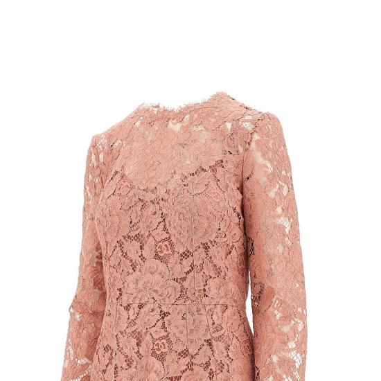  돌체앤가바나 미디 원피스 DOLCE & GABBANA 플로럴 코르도네토 레이스 미디 드레스 여성 핑크 - DOLCE & GABBANA