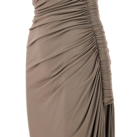  알라이아 롱 원피스 ALAIA 드레이프 저지 미디 드레스 여성 베이지 - ALAIA