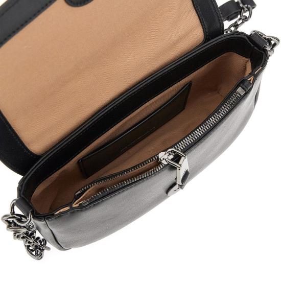  엠포리오 아르마니 가방 EMPORIO ARMANI 체인 스트랩이 달린 가죽 미니 백 여성 블랙 - EMPORIO ARMANI