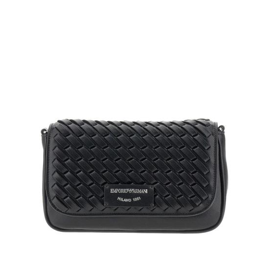  엠포리오 아르마니 가방 EMPORIO ARMANI 체인 스트랩이 달린 가죽 미니 백 여성 블랙