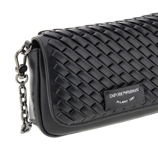  엠포리오 아르마니 가방 EMPORIO ARMANI 체인 스트랩이 달린 가죽 미니 백 여성 블랙 - EMPORIO ARMANI