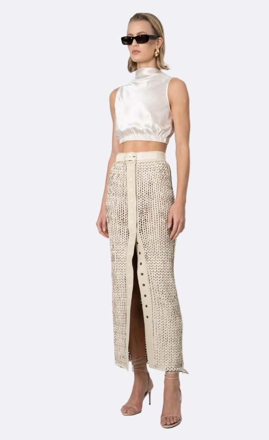  논살란트 레이블 롱 스커트 넌샬런트 라벨 카리나 스커트 크레마 - NONCHALANT LABEL