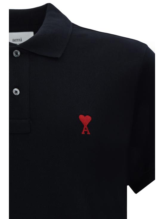 26SS 아미 스몰 하트 로고 폴로 셔츠 BFUPL001760 001 BLACK - AMI